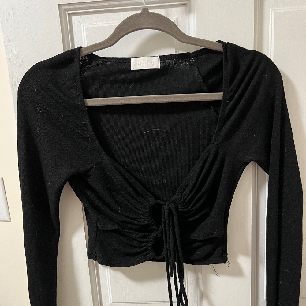 Black crop top with cut outs